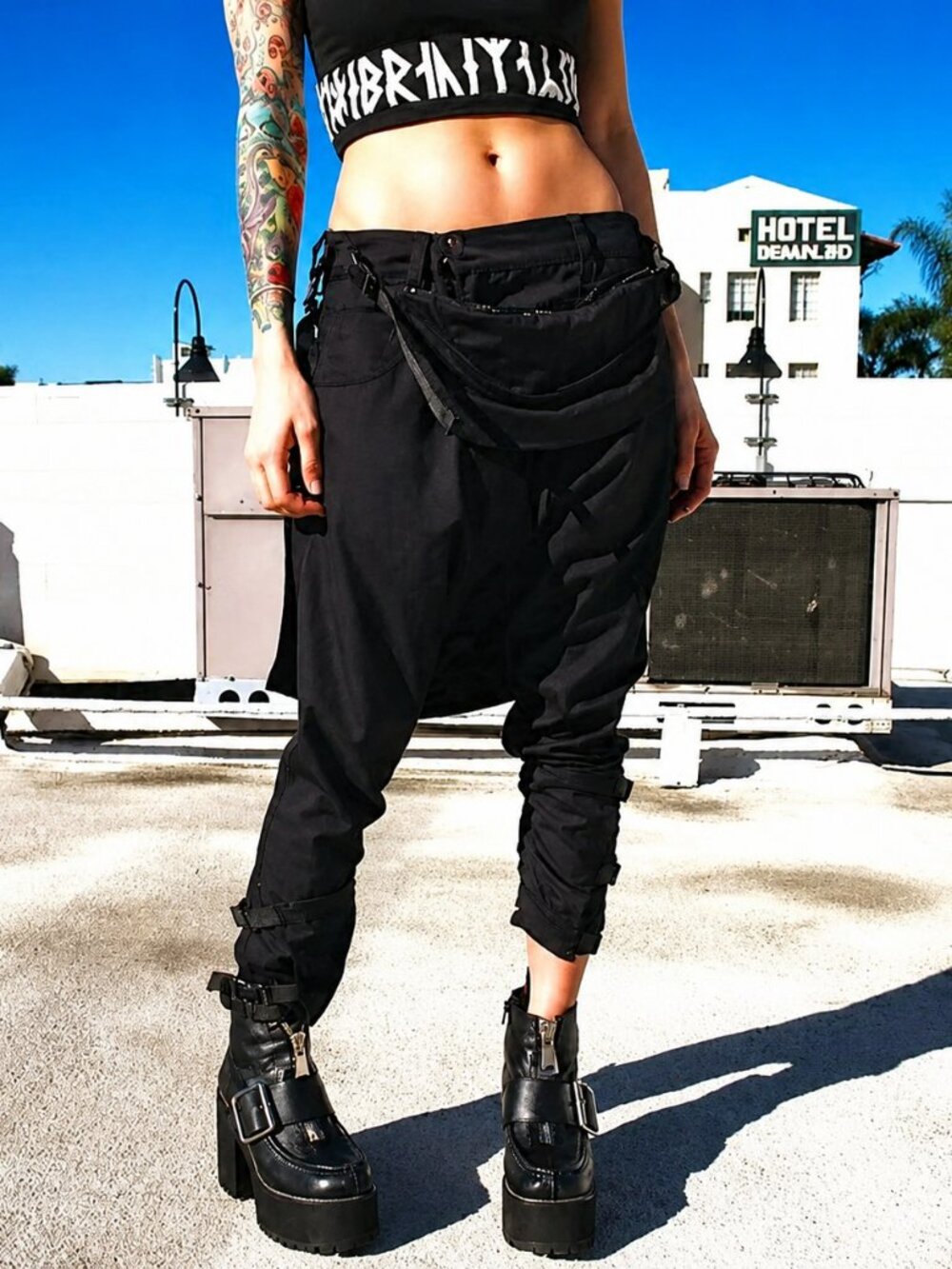 💥KILLER DESIGN!💥 LONG X ORPHANAGE BLACK CLIP PANTS UNISEX
